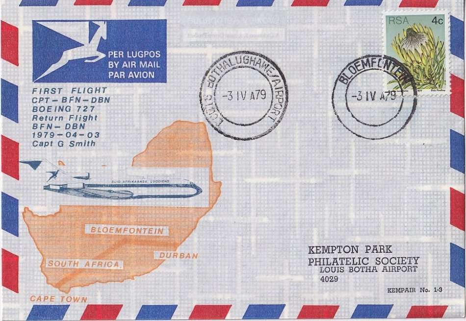 KEMPAIR flight covers 1.1, 1.2 and 1.3 (very scarce only 120 printed each, very fine condition)